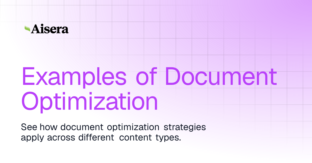 Examples of Document Optimization | Aisera Platform | Aisera Product ...